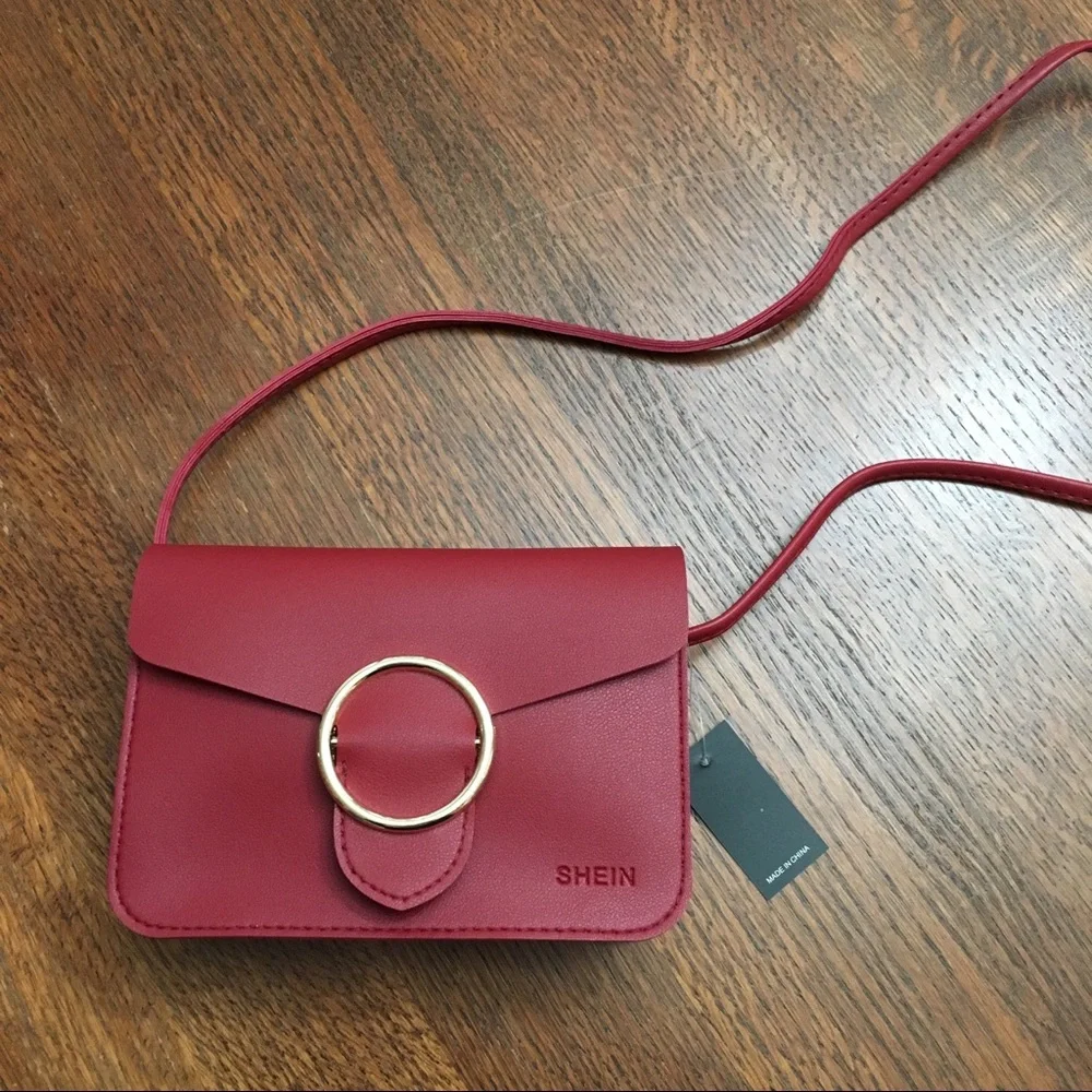 🔴 Small Dark Red Crossbody Shoulder Bag